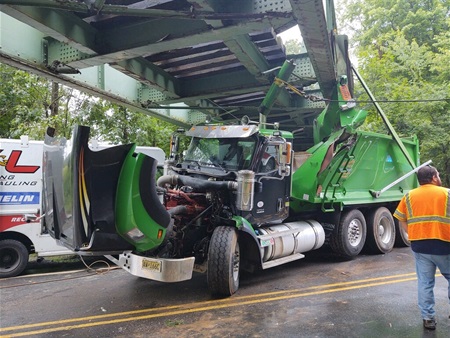 truck hit trestle Berkshire valley road
