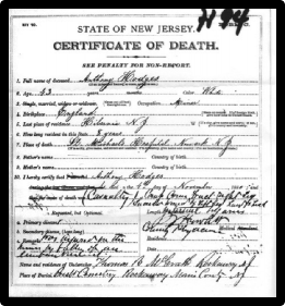 Odgers' death certificate.
