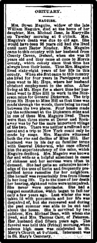 Maguire's wife's obituary