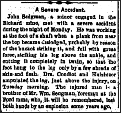 Newspaper clipping: A severe accident.