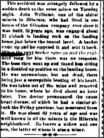 Newspaper clipping about Williams' death