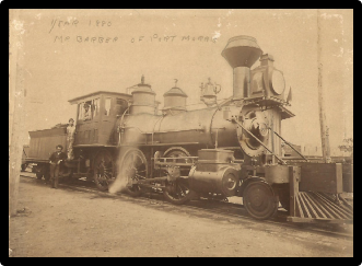Old photo of the Port Morris station - a locomotive