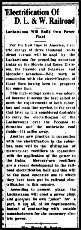 Electrification of the D. L. & W. Railroad.