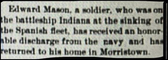 Edward Mason short article from Madison Eagle, October 28, 1898