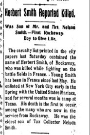 Newspaper clip announcing Smith's death