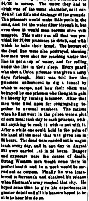 The Iron Era, May 12, 1888 article "An Evening with the Veterans"