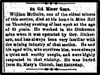 Newspaper clipping: An Old Miner Gone.