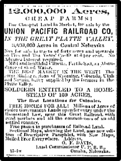 Advertisement for 12,000,000 acres of farmland