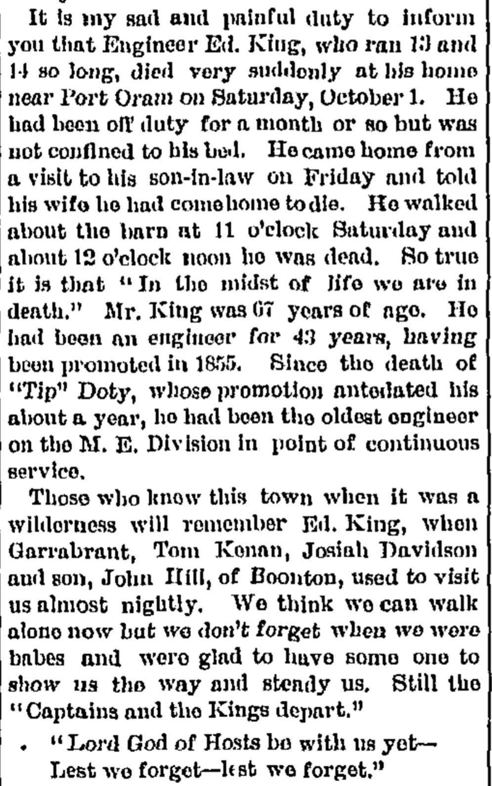 King's obituary, 1