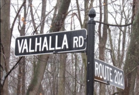 Valhalla Road and Route 202 street sign crossing