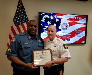 Morris County Sheriff James M. Gannon with Correctional Facility Corporal Dwight Brown. 