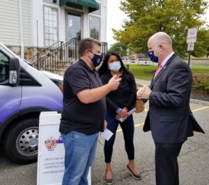 Mark and Maria Broadhurst with Morris County Sheriff James M. Gannon on September 18, 2020.