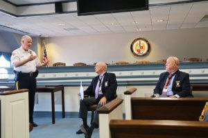 Morris County Sheriff James M. Gannon with CALEA Assessors Thomas Clark and Charles Groover in October 2019.