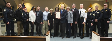 Sgt_Beverly_Downey_with officials how honored her upon her retirement