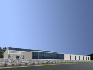 Architectural rendering of the Advanced Manufacturing and Engineering Center now under construction at County College of Morris