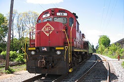 Red engine car on the Kenvil line