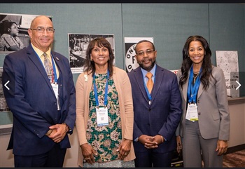 (pictured (left to right) Trevor Melton from the Amistad Commission, Theresa Maughan 2022 NJ STOY, Dr. Patrick Lamy director of the Amistad Commission, and Ane Roseborough an Amistad Commissioner)