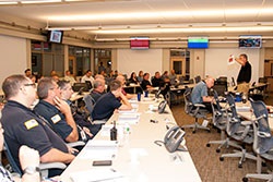 Emergency staffers at the Emergency Operations Center