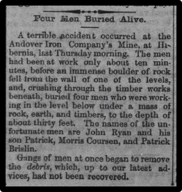 Newspaper clipping: Four men Buried Alive.