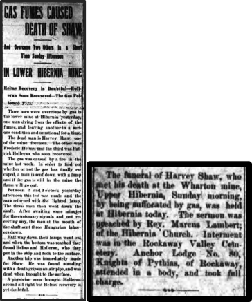 Newspaper clipping: Gas Fumes Caused Death of Shaw.