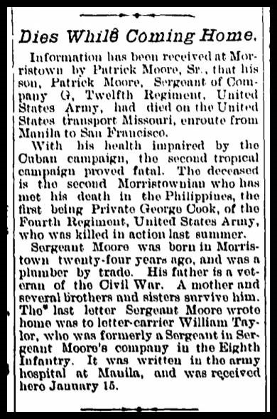Patrick Moore Jr Obituary from Rockaway Record, February 22, 1900