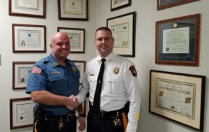 Morris County Corrections Officer Mike Chereches, who oversees inspections and accreditation at the Morris County Correctional Facility, with Correctional Facility Warden Christopher Klein.