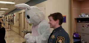 Easter Bunny and Sheriff's Office investigator