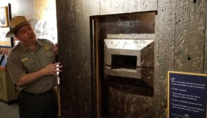 Display of original door from the first Morristown Jail