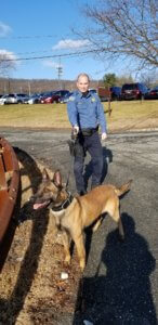 Morris County Sheriff's Office K-9 Section Detective Christopher Murarik with Brutus.