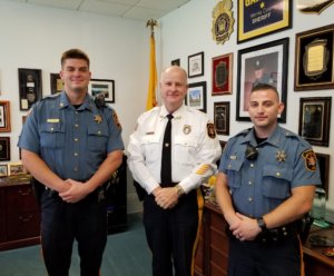 From left, Morris County Sheriff's Officer Tyler Bartol, Morris County Sheriff James M. Gannon and Morris County Sheriff's Officer Jonathan Feinberg.