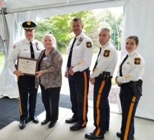 Morris County Sheriff James M. Gannon, Dody Blank, Undersheriffs Mark Spitzer and Richard Rose and Chief Kelley Zienowicz