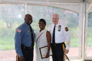 Morris County Correctional Police Officer Ronnie Joseph, shown with his wife Yvonne and Morris County Sheriff James M. Gannon, was awarded an Exceptional Duty Medal by the agency on Sept. 25, 2020.