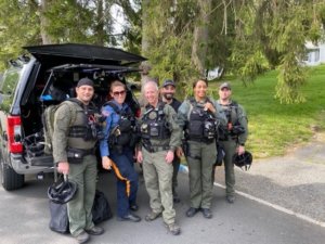 Members of the Morris County Office of Emergency Management Special Operations Group (SOG), from left: Morris Township Police Officer James VanValen, Morris County Sheriff's Office Detective Sgt. Christina Kovacs, OEM Director Jeffrey Paul, Saint Clare's Hospital Paramedic Joseph Householder, Sheriff's Office Investigator Balkis Bernard, and Saint Clare's Hospital Paramedic Ryan Stickle.