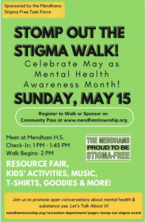 Stop the Stigma Walk flyer. Information repeated in text of web page.