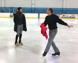 Two-time Olympic ice dancer Sinead Kerr works on choreography with Adult Classic performer Jack Lipkin.