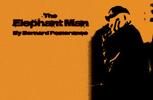 Elephant Man poster, featuring a shadowy figure 