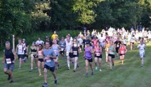 Participants running at the Frantic Fun Run