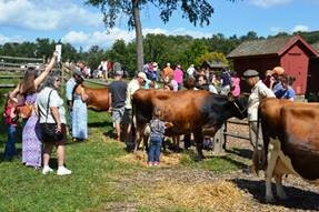 Group of children with farm animals