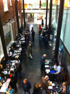 Students from County College of Morris at the reception for their Portfolio Exhibition at the Morris Museum.