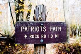 Sign for Patriots Path, Rock Road