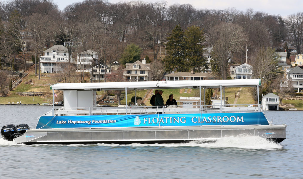 photo of the Lake Hopatcong floating classroom on the lake