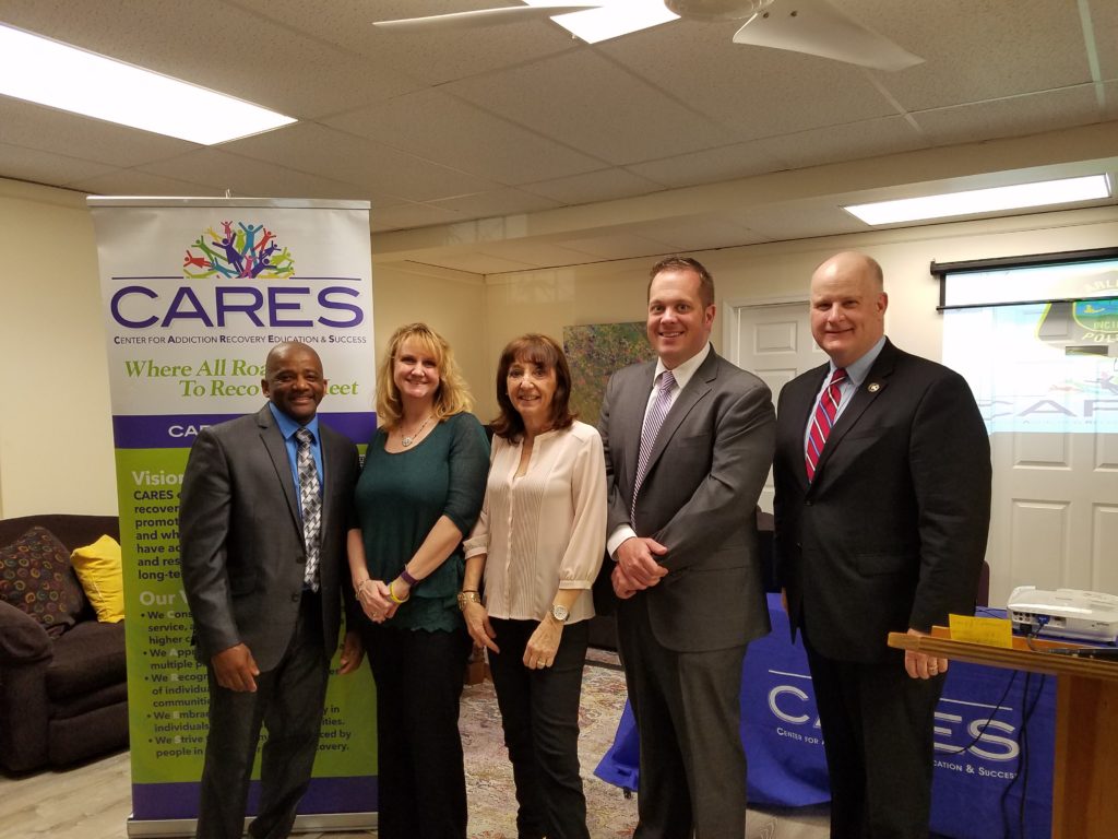 photo of (l/r) Alton Robinson of CARES, Beth Jacobson of Morris County Dept. of Human Services, Barbara Kaufman of MCPIK, Brad Seabury, and Sheriff James M. Gannon