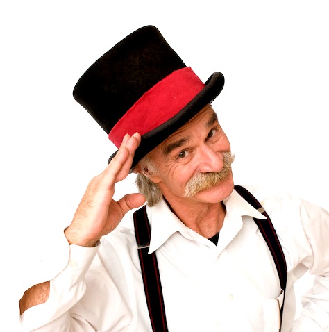 Photo shows Mr. Fish and his History and Mystery of Magic, saluting