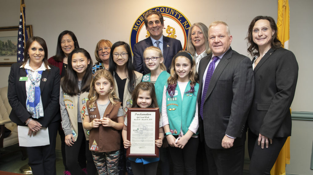 Freeholders and Scouts pose with proclamation