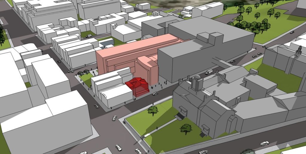 Graphic shows current and proposed courts and county government complex in Morristown 