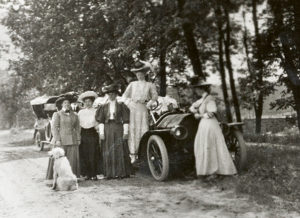 Caroline Foster and friends with her Model T.
