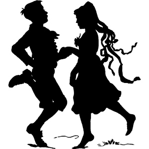 silhouette of children dancing