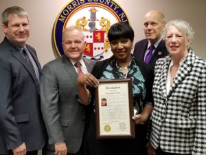 (l/r) County Engineer Chris Vitz, Freeholder Doug Cabana, Charmayne Bowie, and Freeholders John Krickus and Deborah Smith