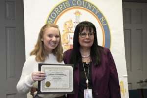 County Clerk Ann Grossi with first prize winner Andrea Zeien 