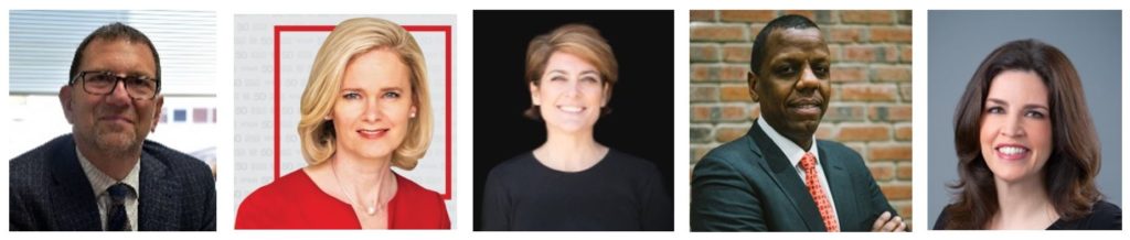 Headshots of five guest conversationalists.